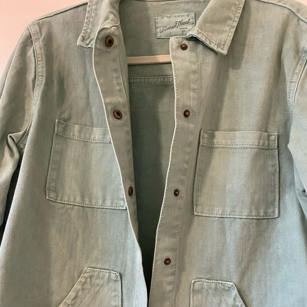 Universal Thread Green Denim Jacket Size Small - image 5